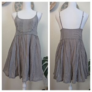 ASOS Grey Babydoll Mini Dress Adjustable Straps Cotton Size 2